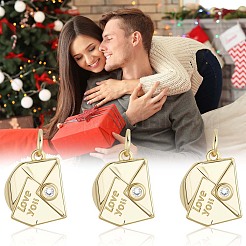 6Pcs Brass Micro Pave Clear Cubic Zirconia Charms&nbsp;KK-BBC0020-62