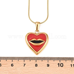 304 Stainless Steel Enamel Red Heart with Lip Pendant Necklaces&nbsp;NJEW-H088-03G