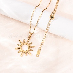304 Stainless Steel Sun Pendant Cable Chain Necklaces for Men Women&nbsp;NJEW-K308-04A-G