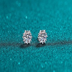 Anti-Tarnish 925 Sterling Silver with Moissanite Rhinestone Earrings&nbsp;AJEW-U007-06P