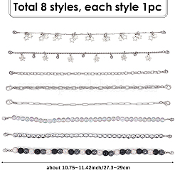 8Pcs 8 Styles Acrylic Beads & Polymer Clay Rhinestone & Brass & Stainless Steel Baseball Cap Chains&nbsp;HJEW-SC0002-45