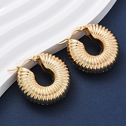 Ion Plating(IP) Chunky Vintage Grooved Hoop Earrings for Women&nbsp;EJEW-O096-52G