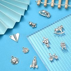 100Pcs 10 Styles Bicycle & Square & Balloon & Robot Tibetan Style Zinc Alloy Charms&nbsp;TIBEP-CJ0002-88