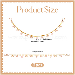 2Pcs Alloy Enamel Pink Bowknot Tassel 304 Stainless Steel Cable Chain Bag Decorative Chains&nbsp;AJEW-BBC0001-03