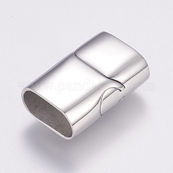 Tarnish Resistant Rectangle 304 Stainless Steel Magnetic Clasps with Glue-in Ends&nbsp;LS-STAS-M195-11