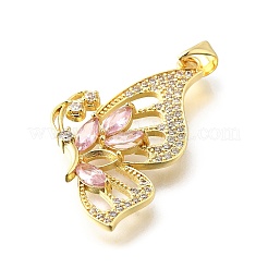 Brass Micro Pave Cubic Zirconia Pendants&nbsp;KK-Q066-23G