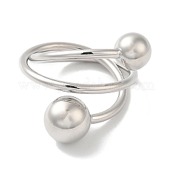 Rack Plating Brass Round Ball Cuff Rings&nbsp;RJEW-D015-02P