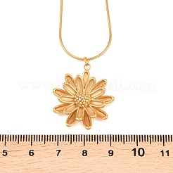 304 Stainless Steel Flower Pendant Round Snake Chain Necklaces for Women&nbsp;NJEW-G188-02G