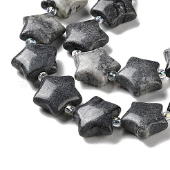 Natural Black Silk Stone/Netstone Beads Strands&nbsp;G-NH0005-009