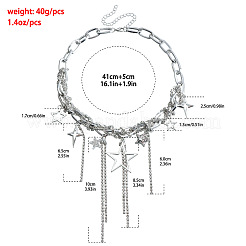 Alloy Crystal Rhinestone Star Tassel Choker Necklaces for Women&nbsp;WG75C76-01