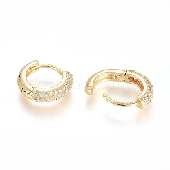 Brass Micro Pave Clear Cubic Zirconia Huggie Hoop Earrings&nbsp;X-EJEW-G275-02G