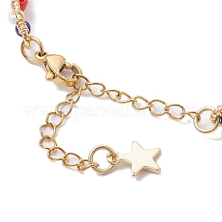Star Brass Cuff Bangles with Glass Seed Beaded&nbsp;BJEW-MZ00053