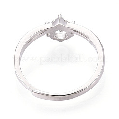 Rhodium Plated 925 Sterling Silver Micro Pave Cubic Zirconia Engagement Solitaire Adjustable Ring Settings&nbsp;STER-T008-10P