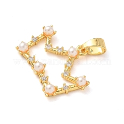 Brass Micro Pave Cubic Zirconia Pendants&nbsp;KK-D502-24G