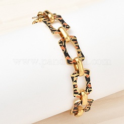 304 Stainless Steel & Enamel Link Chain Bracelets for Women&nbsp;BJEW-A169-06G