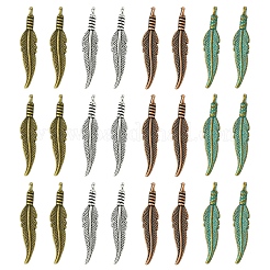 60Pcs 4 Colors Tibetan Style Alloy Pendants&nbsp;TIBEP-FS0001-18