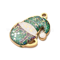 Christmas 304 Stainless Steel Enamel Pendants&nbsp;LS-STAS-B112-02G-08