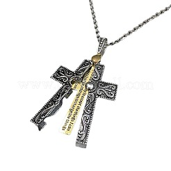 Religion Alloy Openable Cross Pendant Necklaces for Men&nbsp;WG44CD4-01