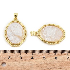 Natural White Shell Carved Unicorn Pendants&nbsp;KK-S506-02B-G