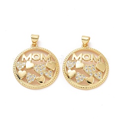 Mother's Day Brass Micro Pave Clear Cubic Zirconia Pendants&nbsp;ZIRC-F134-06G