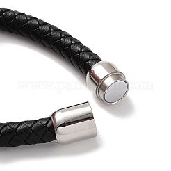 Men's Braided Black PU Leather Cord Bracelets&nbsp;BJEW-K243-31AS
