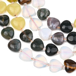 Gradient Color Opalite & Natural Ferruginous Quartz & Tiger Eye & Moss Agate & Lemon Jade Beads Strands&nbsp;G-B185-A03