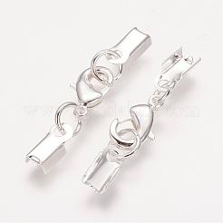 Silver Color Plated Brass Clip Ends&nbsp;X-KK-G144-S