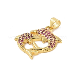 Brass Micro Pave Cubic Zirconia Pendants&nbsp;KK-E111-41G-02