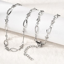 304 Stainless Steel Star Link Chain Necklaces for Women&nbsp;NJEW-A046-02A-P