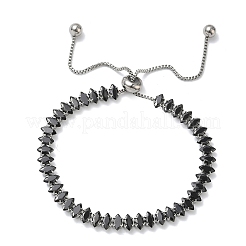 304 Stainless Steel Pave Horse Eye Jet Rhinestone Slider Bracelets for Women&nbsp;BJEW-G779-01P