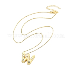 Brass & Plastic Pearl Letter Pendant Box Chain Necklaces for Women&nbsp;NJEW-U017-01G-23