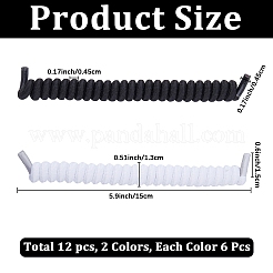 6 Pairs 2 Colors Polyester Curly No Tie Spring Shoelaces&nbsp;AJEW-CP0010-32A