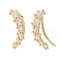 Brass Pave Cubic Zirconia Stud Crawler Earrings&nbsp;KK-CBAA351-09G