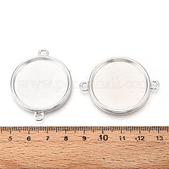 Tibetan Style Alloy Flat Round Connector Cabochon Settings&nbsp;PALLOY-N178-11AS