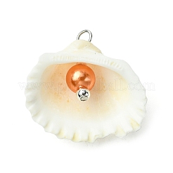 Natural Shell & Imitation Pearl Pendants&nbsp;PALLOY-JF03376-02