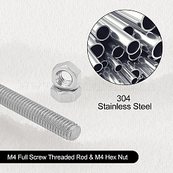 304 Stainless Steel M4 Full Screw Threaded Rod & M4 Hex Nut&nbsp;STAS-GA0001-48B