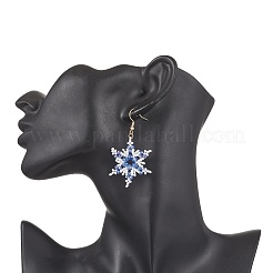 304 Stainless Steel Glass Seed Beads Snowflake Dangle Earrings&nbsp;EJEW-MZ00537-01