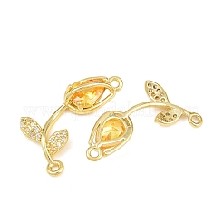 Rack Plating Brass Micro Pave Clear Cubic Zirconia Flower Connertor Charms&nbsp;KK-Z043-03I