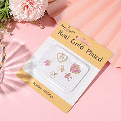 6Pcs 6 Styles Rack Plating Brass Enamel Charms&nbsp;KK-BBC0021-43