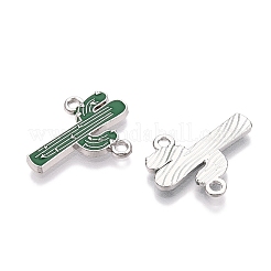 Rack Plating Alloy See Greem Enamel Connector Charms&nbsp;ENAM-N056-349P