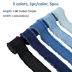 5Pcs 5 Colors Polyester Denim Fabric Ribbon&nbsp;DIY-FH0008-06