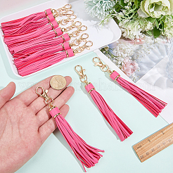 10Pcs Imitation Leather with Light Gold Alloy Clasps Tassel Big Pendants Decorations&nbsp;AJEW-CL0003-14A