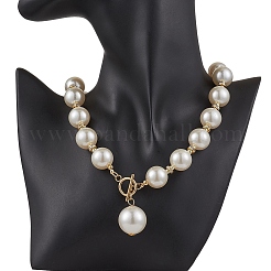 Imitation White Pearl Acrylic Beaded Necklaces&nbsp;NJEW-JN05122-02