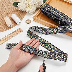 10 Yards Polyester Flower Jacquard Ribbon&nbsp;OCOR-PH0005-18B