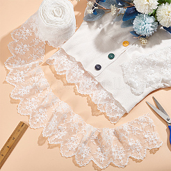 7.5 Yards Flower Pattern Artificial Fibers Lace Embroidery Sewing Trimming&nbsp;DIY-FG0005-08B