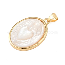 Natural White Shell Oval Pendants&nbsp;KK-F919-43B-G02