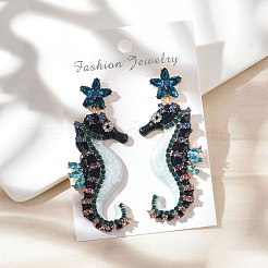 Alloy Rhinestone Dangle Earrings&nbsp;EJEW-D300-01G-01