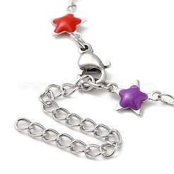 304 Stainless Steel Heart & Star Link Chain Bracelet&nbsp;BJEW-H325-01P