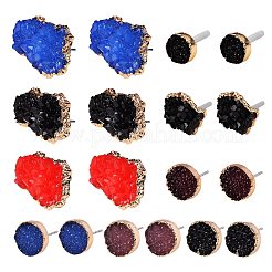 Electroplate Druzy Resin Stud Earrings&nbsp;RESI-SZ0001-22