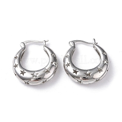 Rack Plating Brass Hollow Star Hoop Earrings for Women&nbsp;EJEW-G342-12P